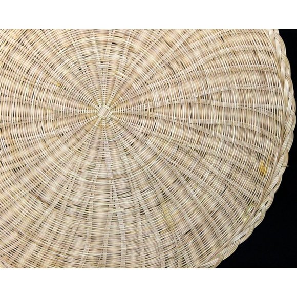 Two Piece Set Tan Trivets Woven Round Shape Grass Placemats 12" Diameter - Picture 6 of 11